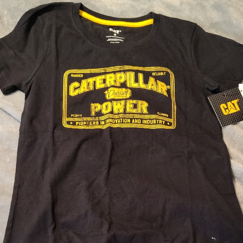 Caterpillar Kids Tee with Yellow Logo